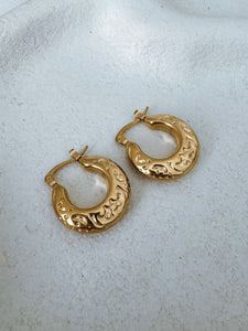 Mimi - Waterproof Hammered Print Statement Hoops