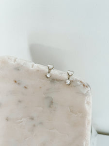 Elsa - Waterproof Heart and Crystal Studs