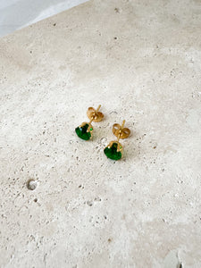 Delilah - Waterproof Emerald Crystal Studs