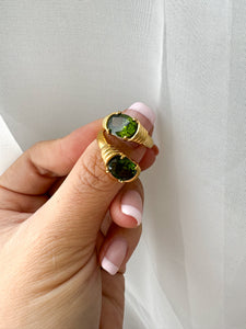 Bobbi - Waterproof Sage Olive Green Statement Gemstone Ring