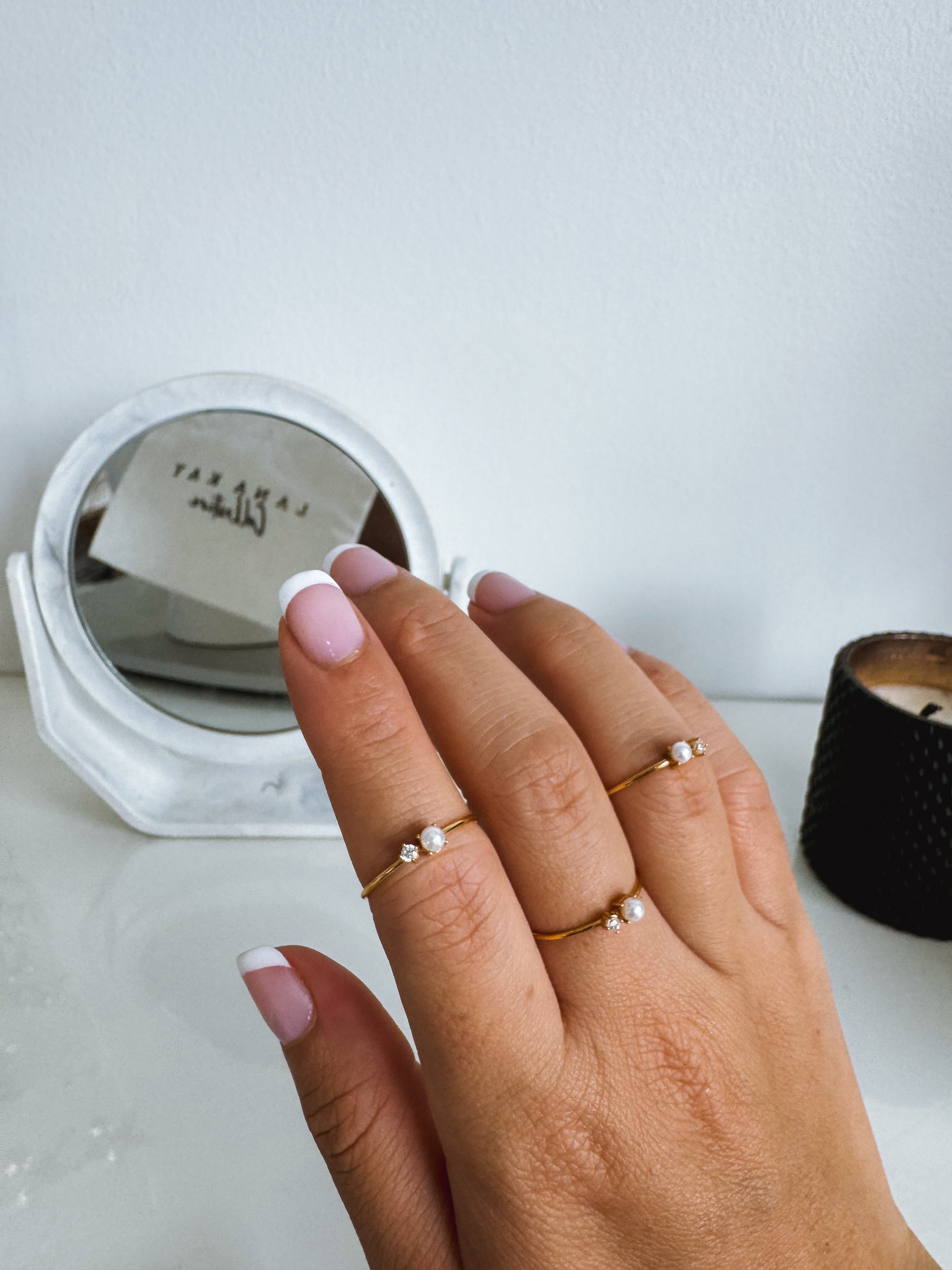 Julie - Waterproof Mini Pearl and Stone Ring