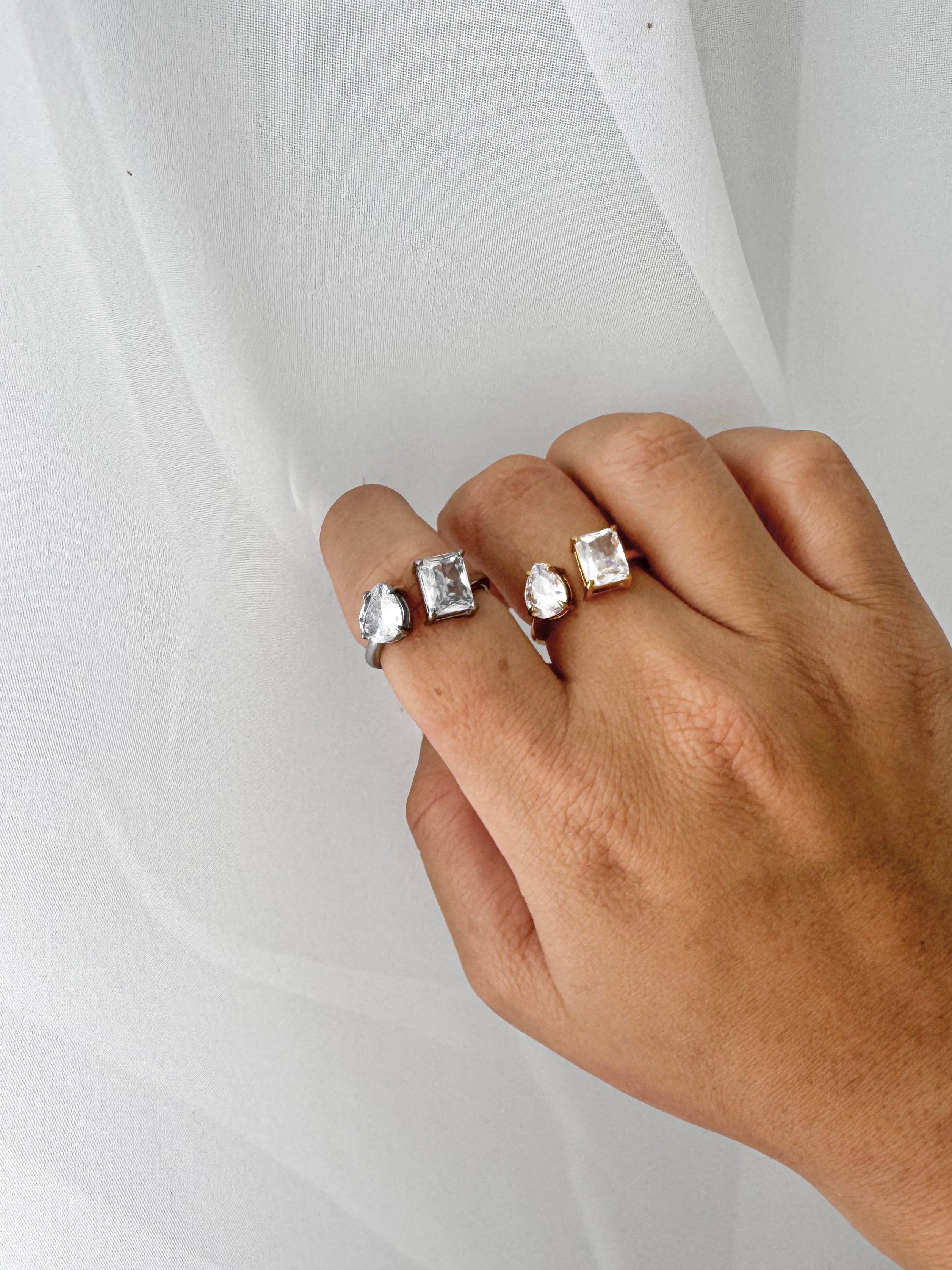 Francesca - Waterproof Resizable Double Stone Ring