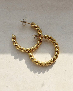 Lani - Waterproof Gold Rope Statement Hoops