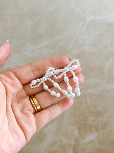 White Beaded Bow Earrings