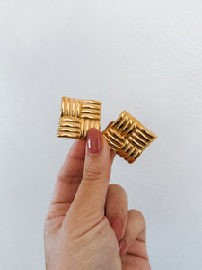 Clementine - Waterproof Vintage Square Statement Earrings