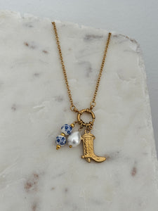 Yeehaw - Waterproof Multiway Cowgirl and Pearls Charm Necklace