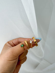 Kim - Waterproof Resizable Green Emerald Ring