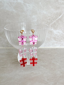 Triple Layered Christmas Present Earrings