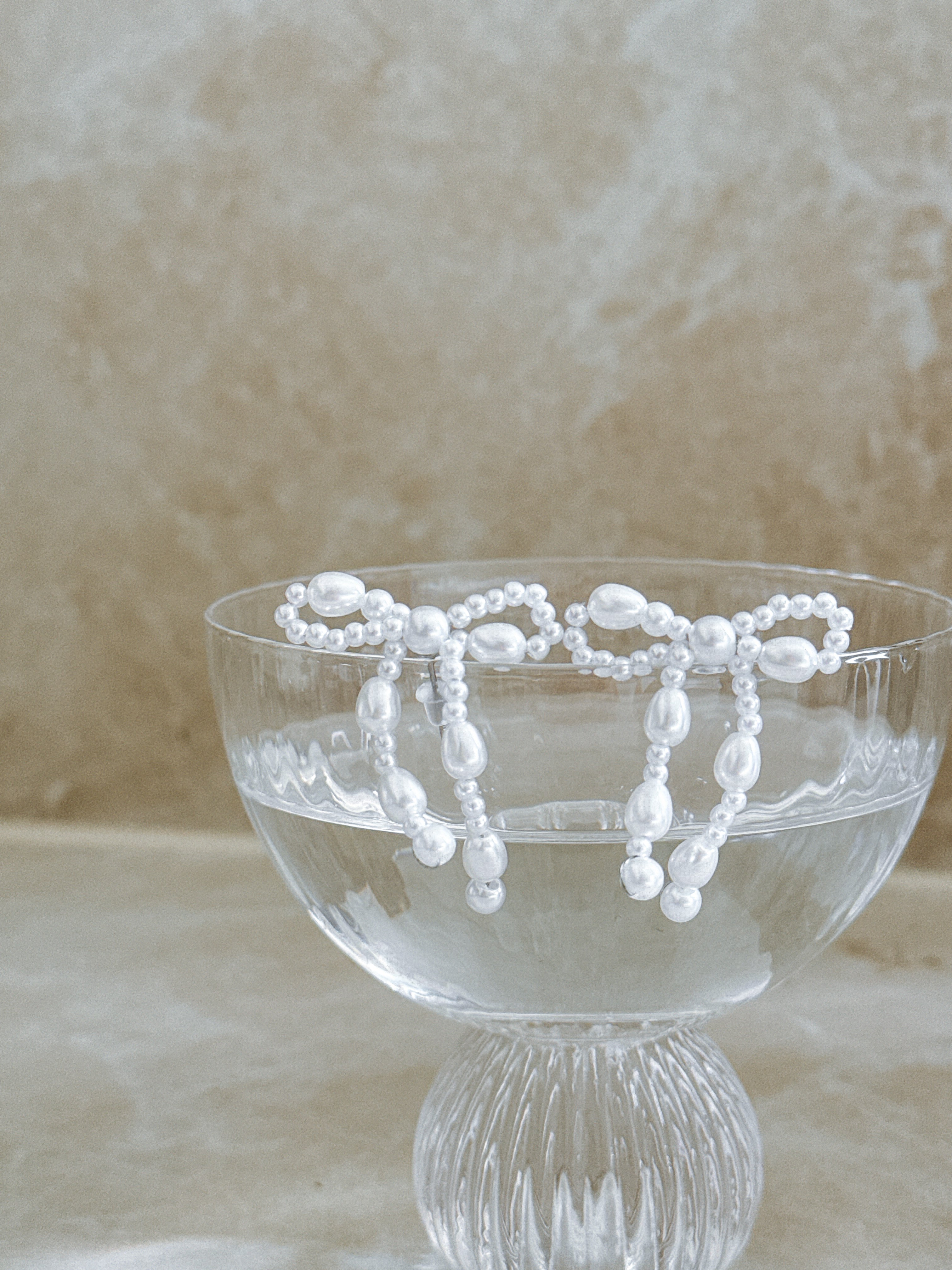 White Beaded Bow Earrings