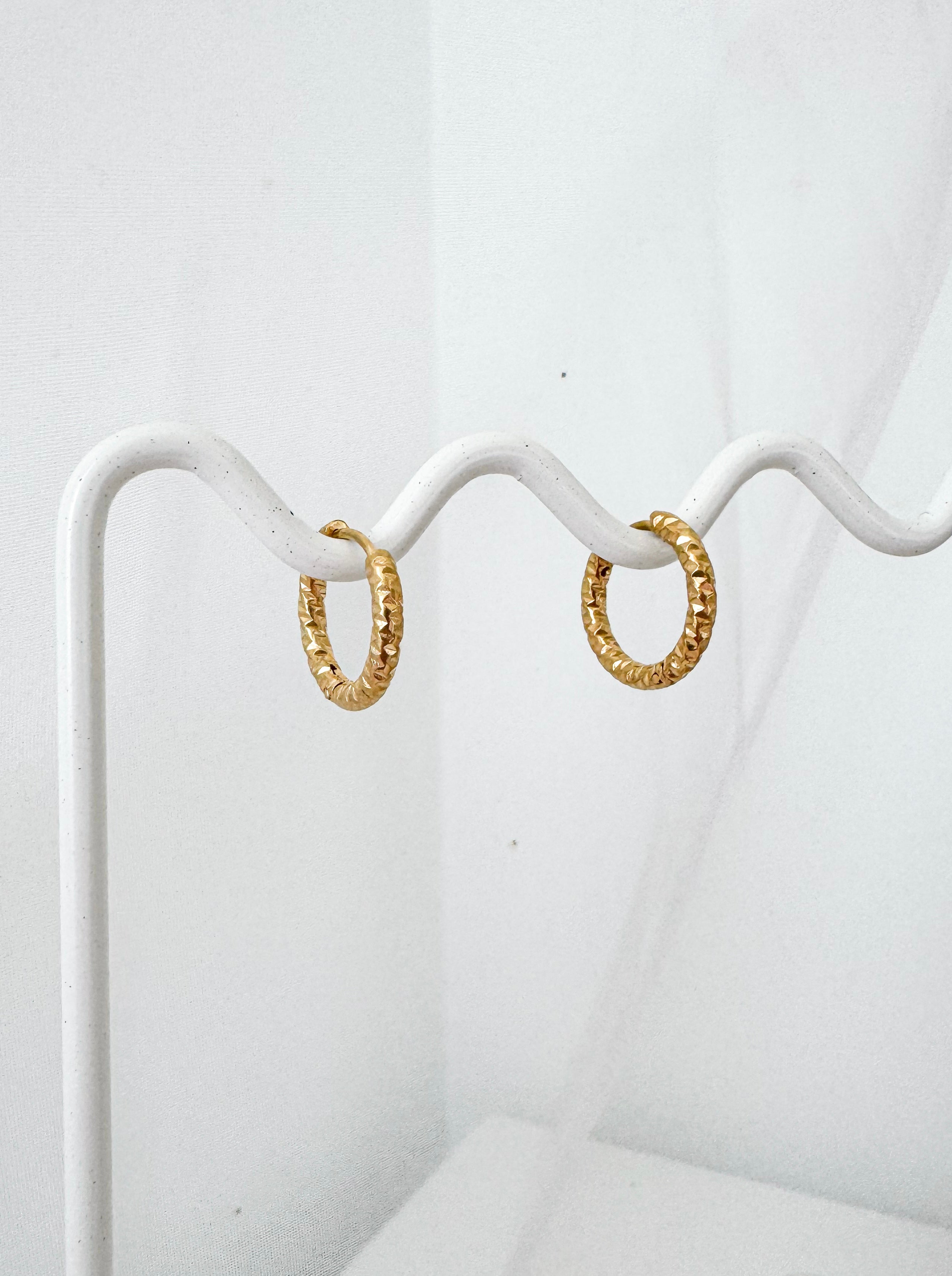 Nancy - Waterproof Embossed Mini Hoops