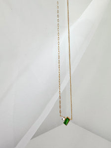 Tami - Waterproof Stone and Emerald Rectangle Necklace