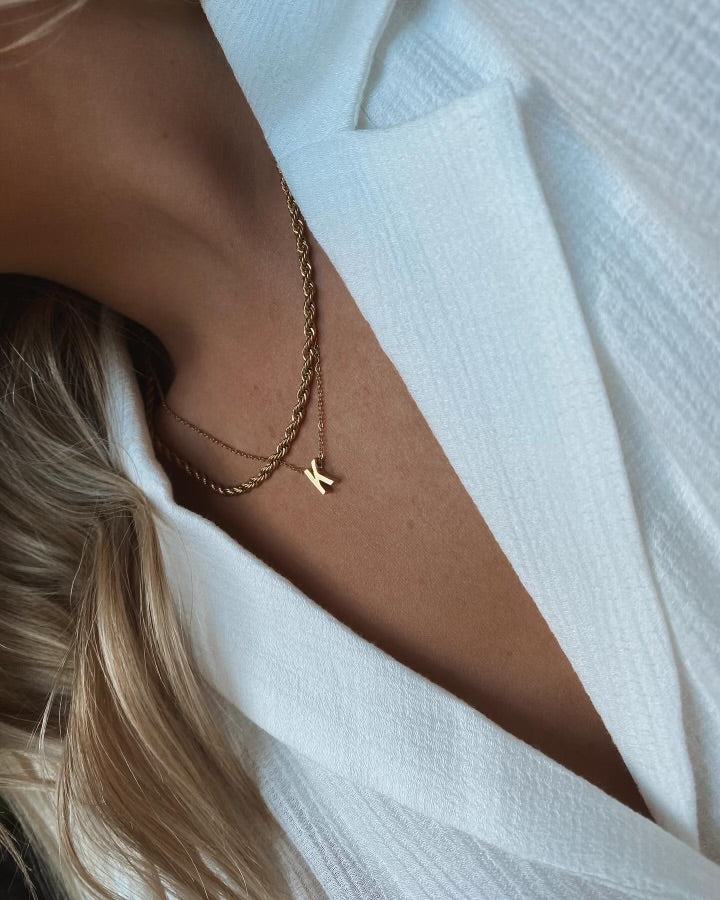 Waterproof 18K Gold Mini Initial Necklace