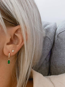 Elise - Emerald Green Rectangle Hoops