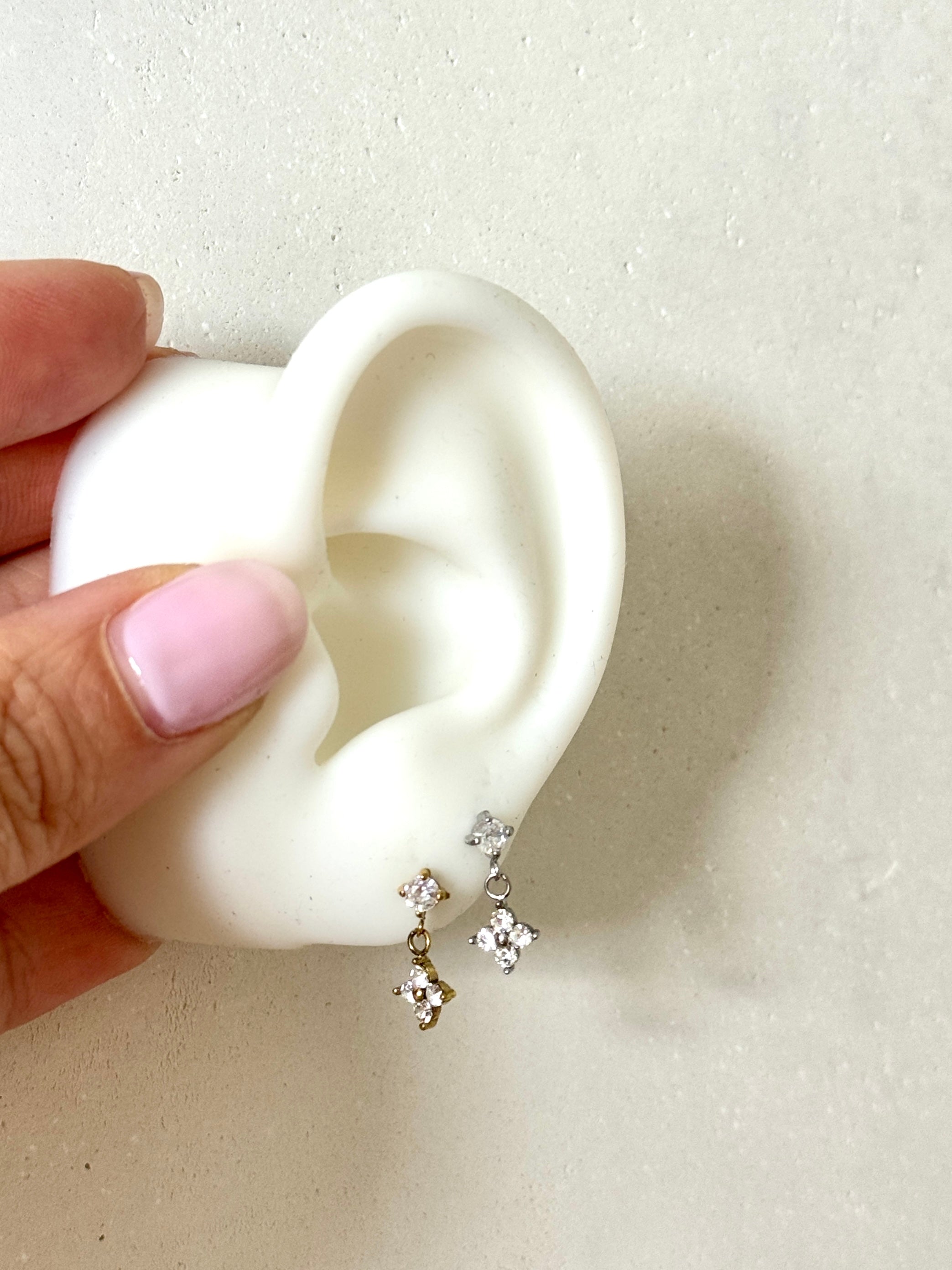 Tiffany - Waterproof Flower Clover Dangle Studs