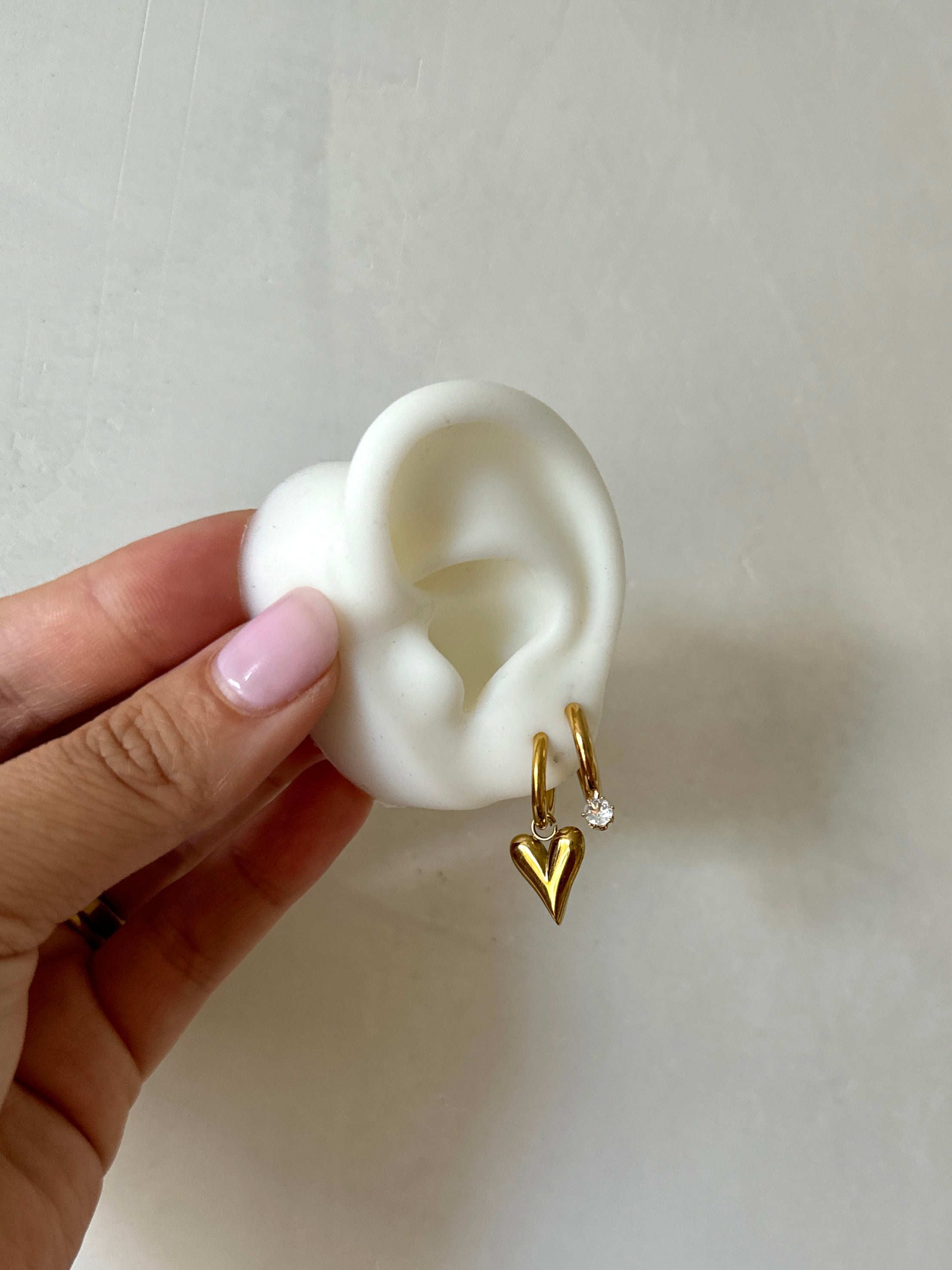 Genevieve - Waterproof Solid Heart Hoops