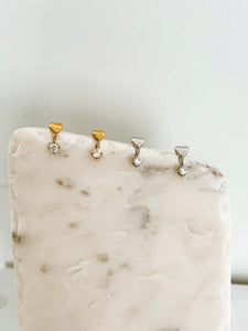 Elsa - Waterproof Heart and Crystal Studs