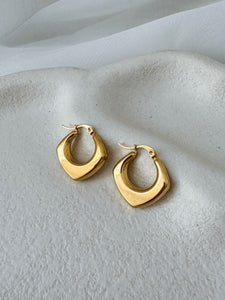 Grace - Waterproof Plain Diamond Statement Hoops