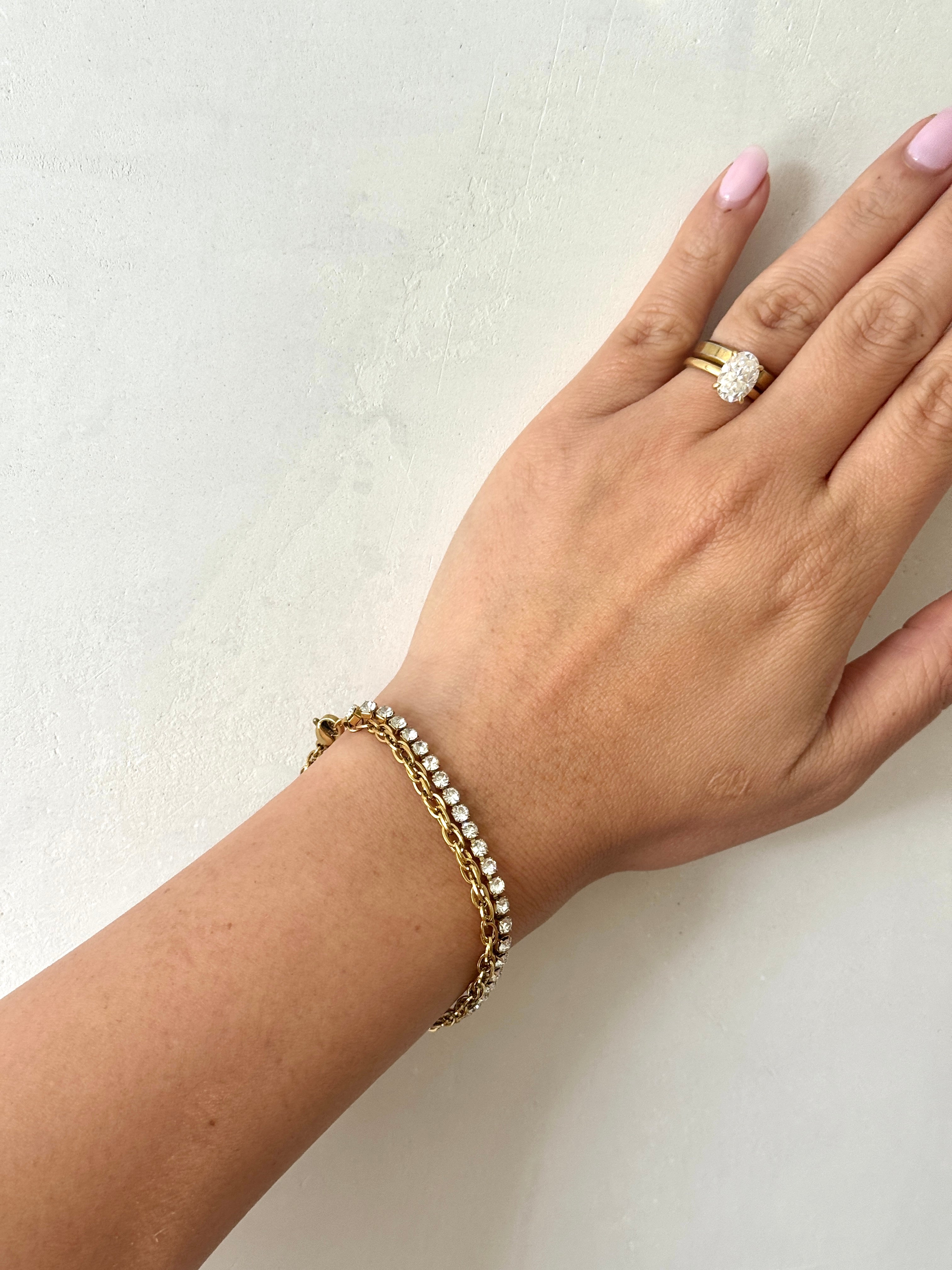 Kyra - Waterproof 2 in 1 Double Layer Crystal Stone Tennis Bracelet