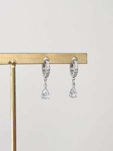 Leah - Waterproof Crystal Gemstone Tear Drop Mini Hoops