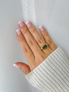 Bobbi - Waterproof Sage Olive Green Statement Gemstone Ring