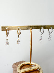Leah - Waterproof Crystal Gemstone Tear Drop Mini Hoops