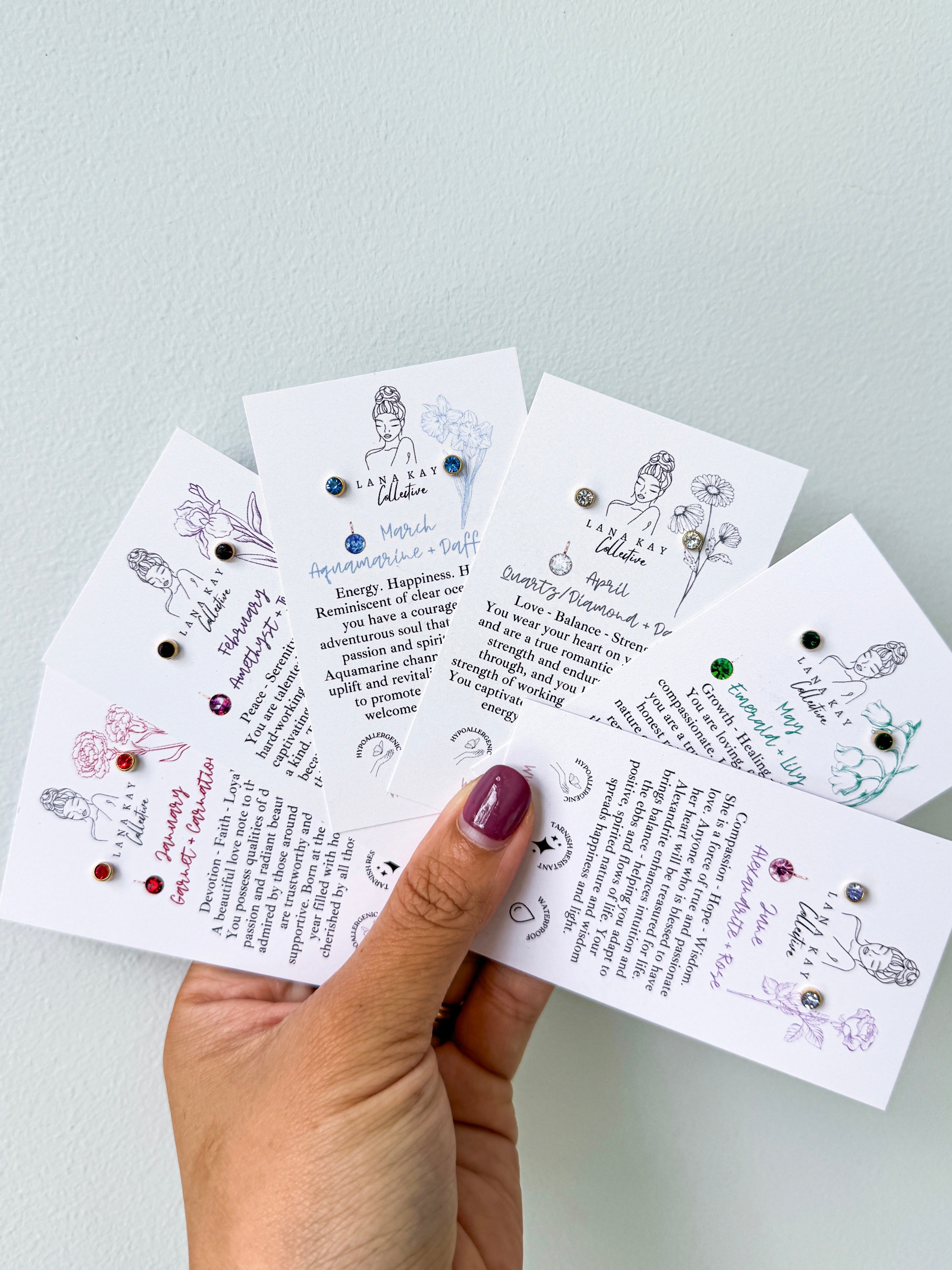 Birthstone Waterproof Earrings (Studs)