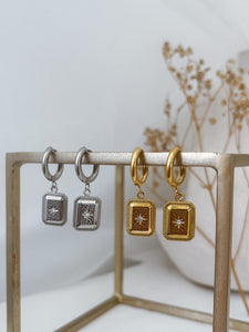 Ellie - Waterproof Embellished Rectangle Hoops