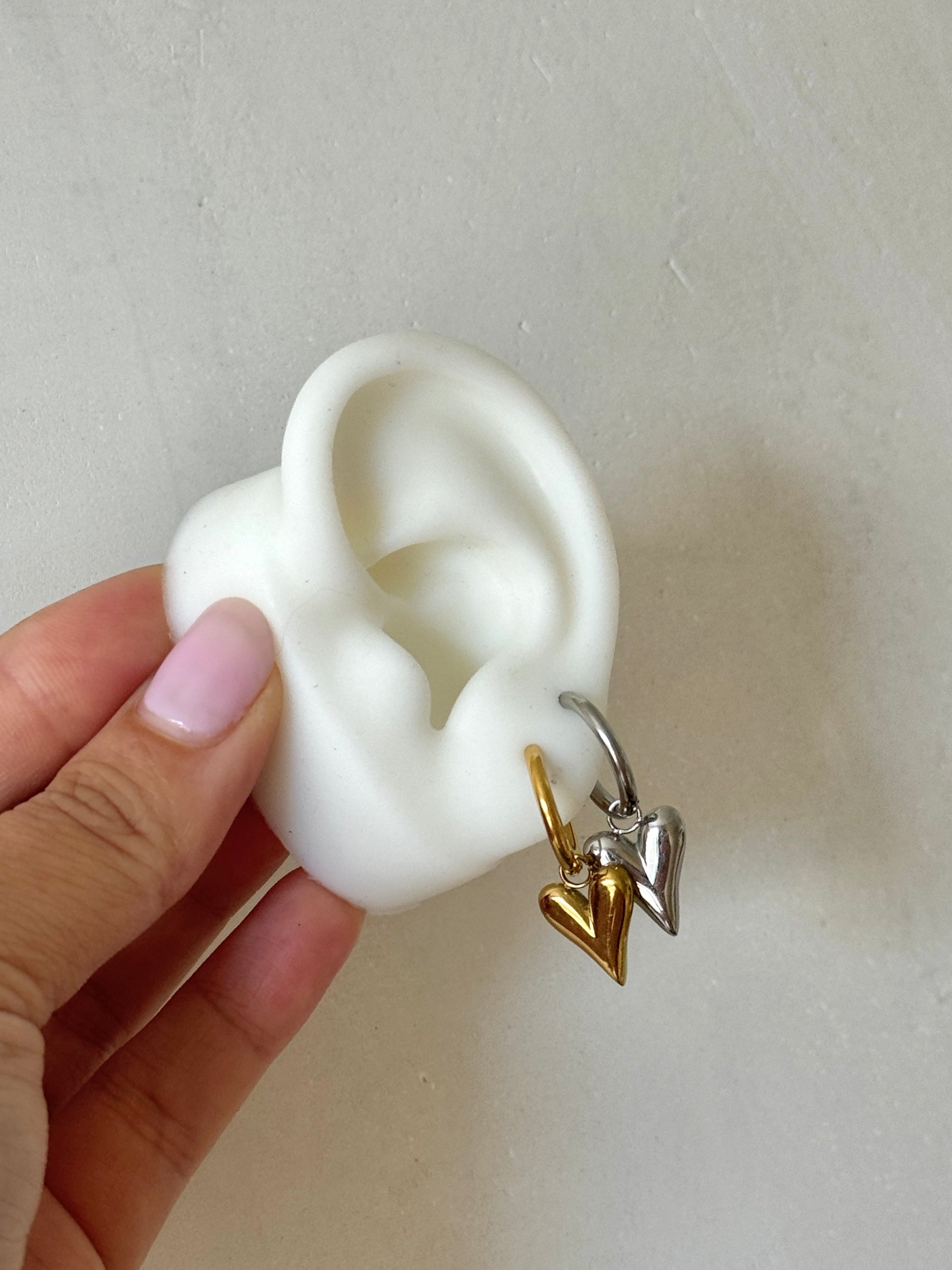 Genevieve - Waterproof Solid Heart Hoops