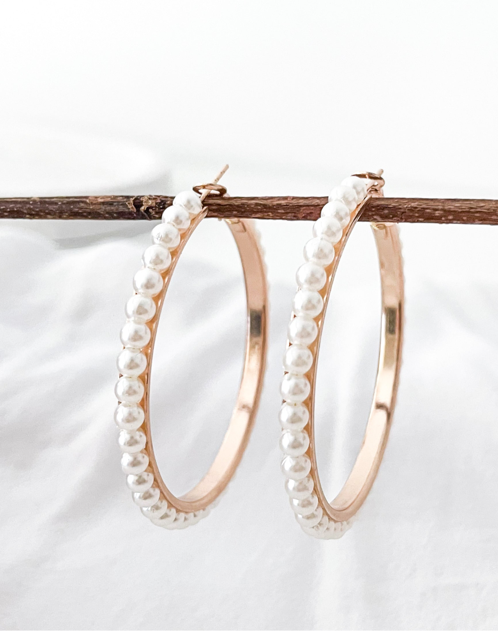 India - Studded Pearl Hoops