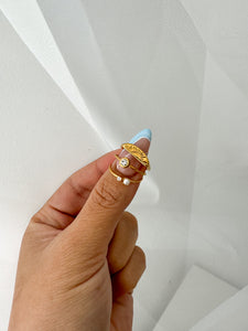 Julie - Waterproof Mini Pearl and Stone Ring