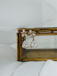 Salang - Crystal Flower Drop Earrings