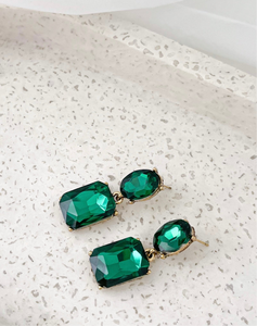 Almafi - Emerald Double Stone Statement Earrings