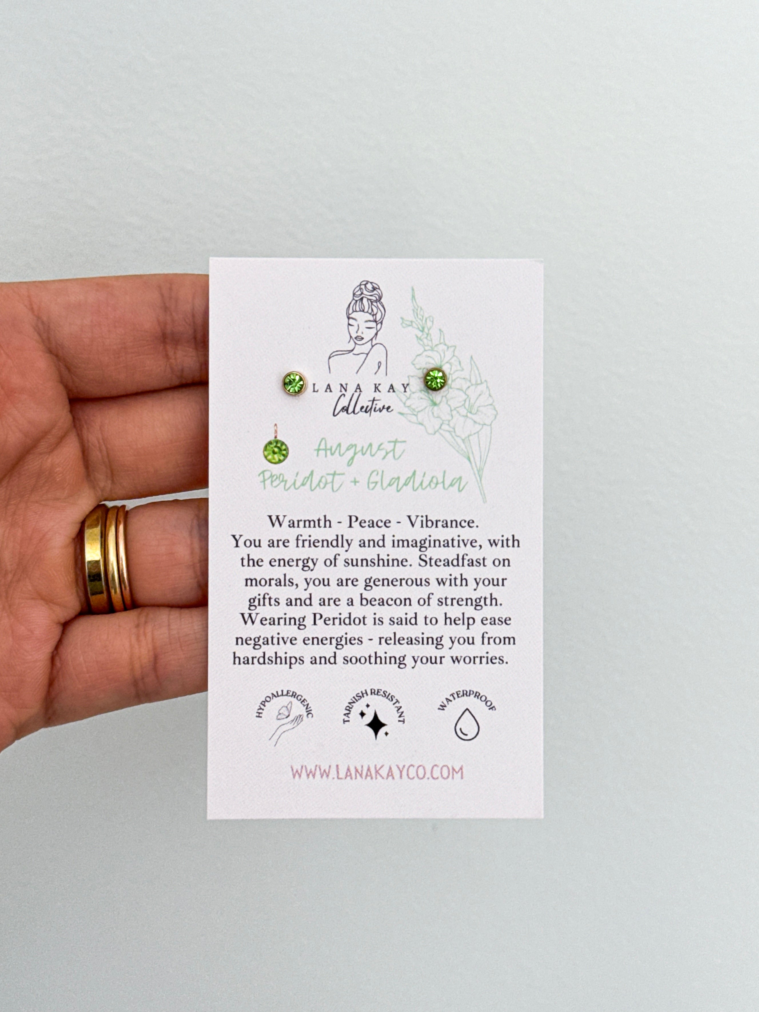 Birthstone Waterproof Earrings (Studs)