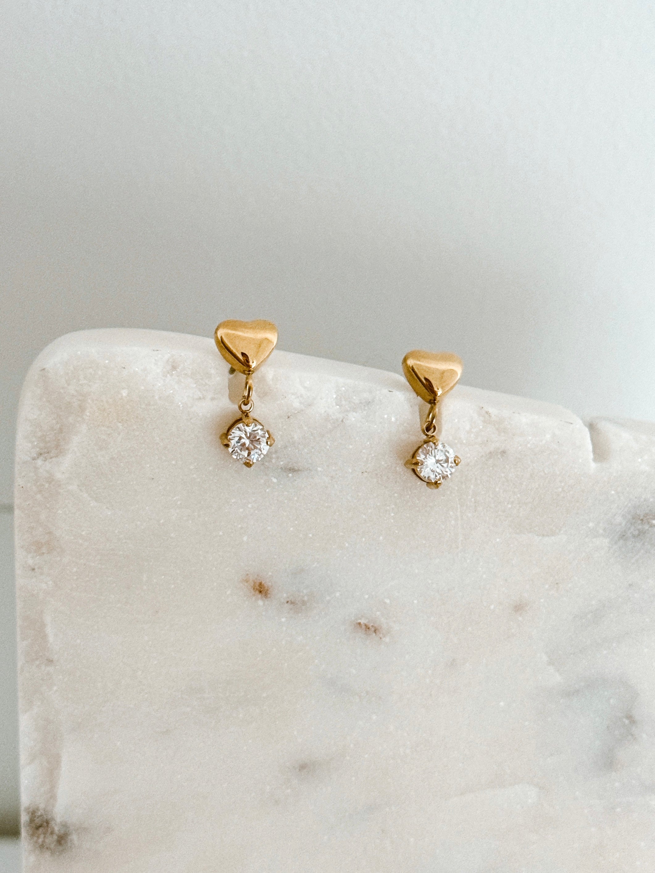 Elsa - Waterproof Heart and Crystal Studs