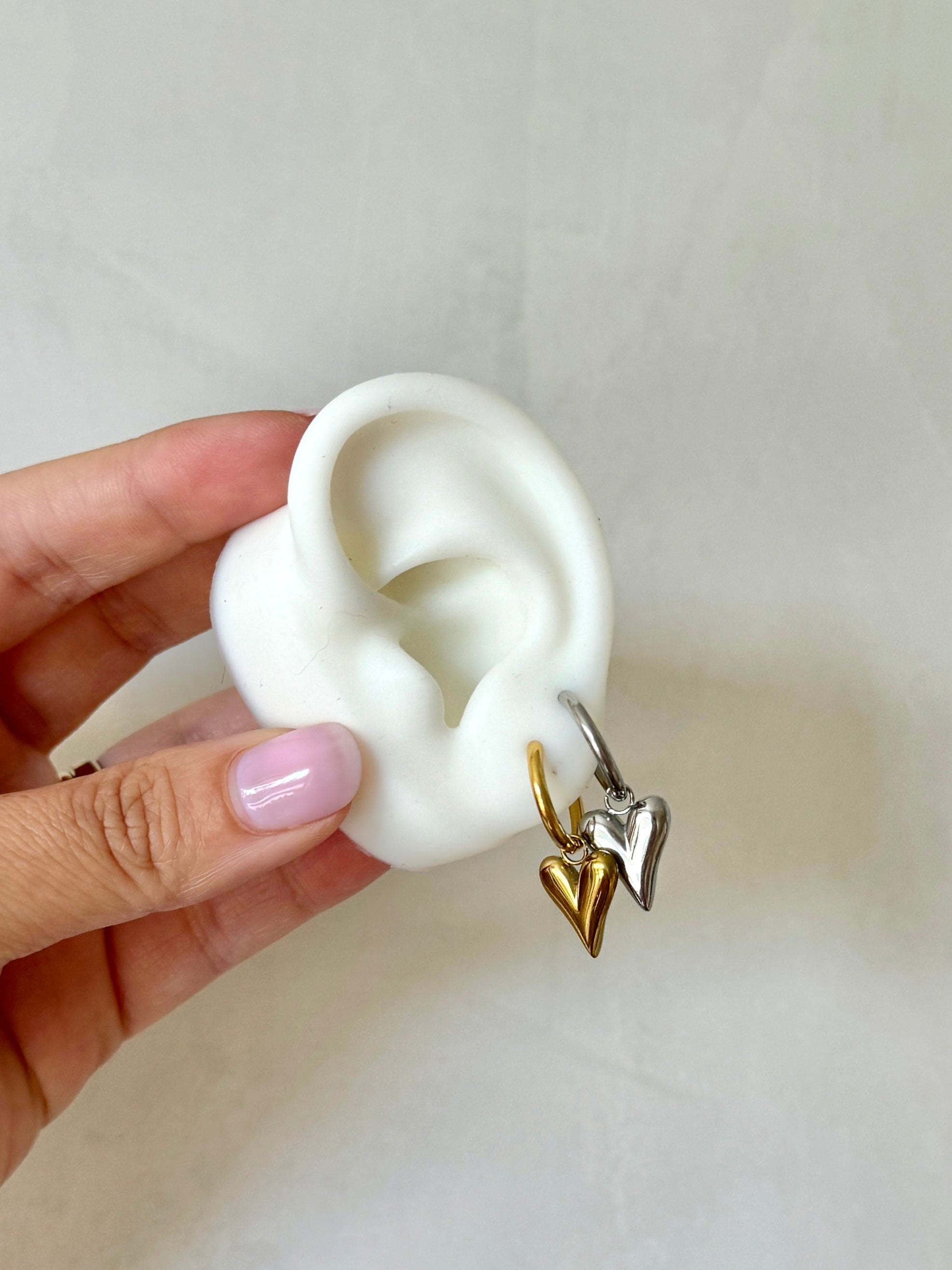 Genevieve - Waterproof Solid Heart Hoops