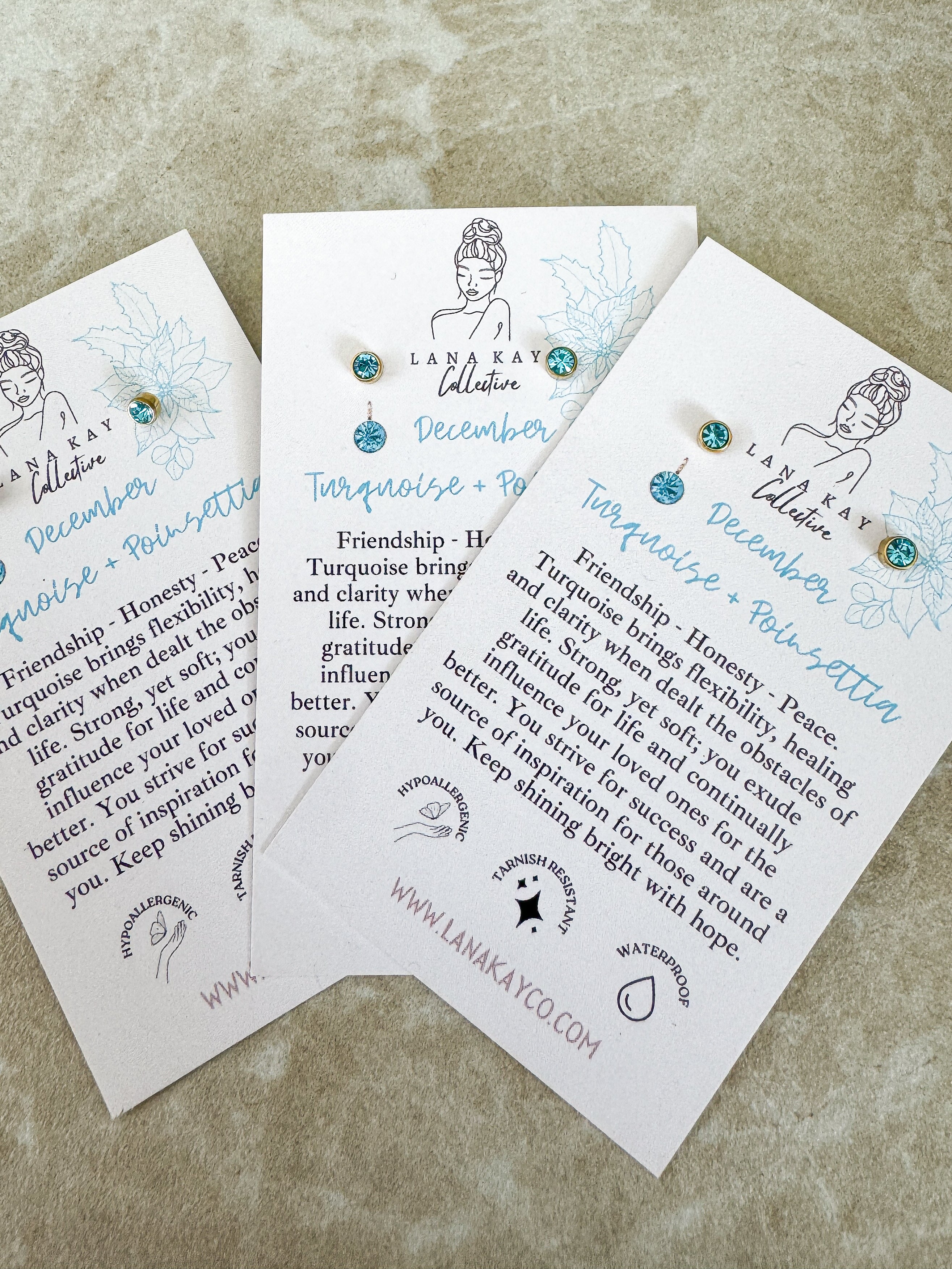 Birthstone Waterproof Earrings (Studs)