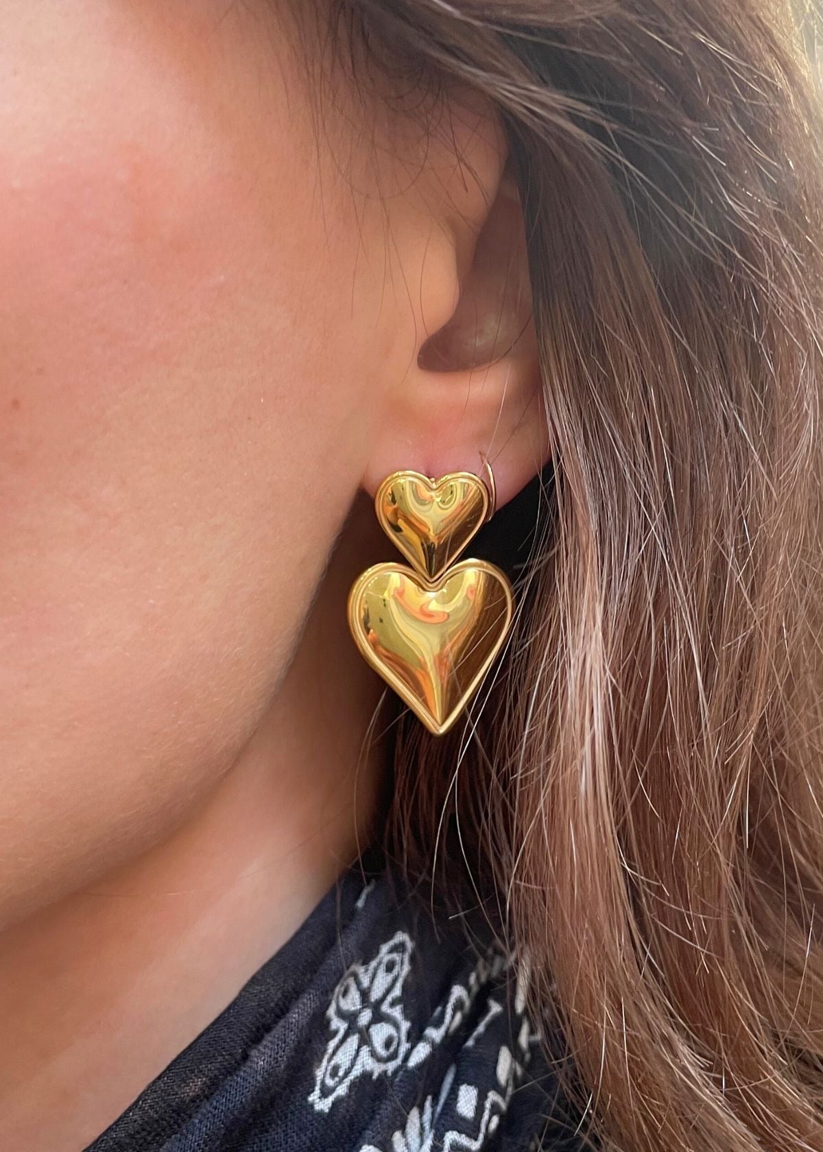 Marina - Waterproof Double Heart Statement Earrings