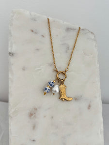 Yeehaw - Waterproof Multiway Cowgirl and Pearls Charm Necklace