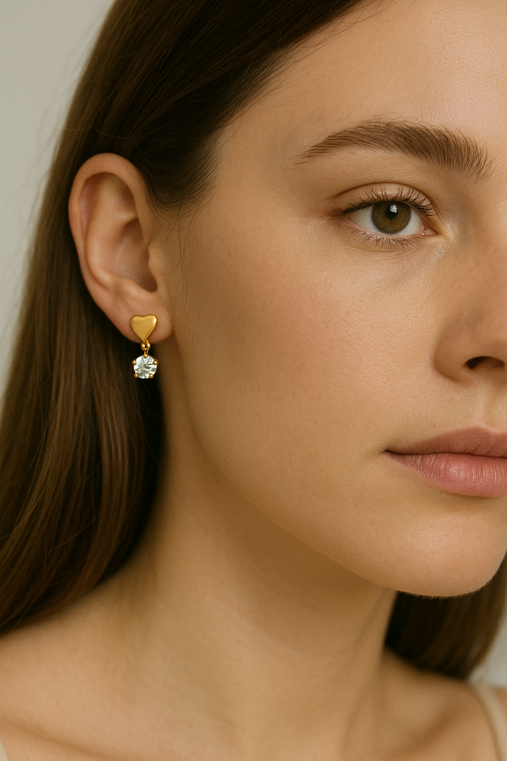 Elsa - Waterproof Heart and Crystal Studs