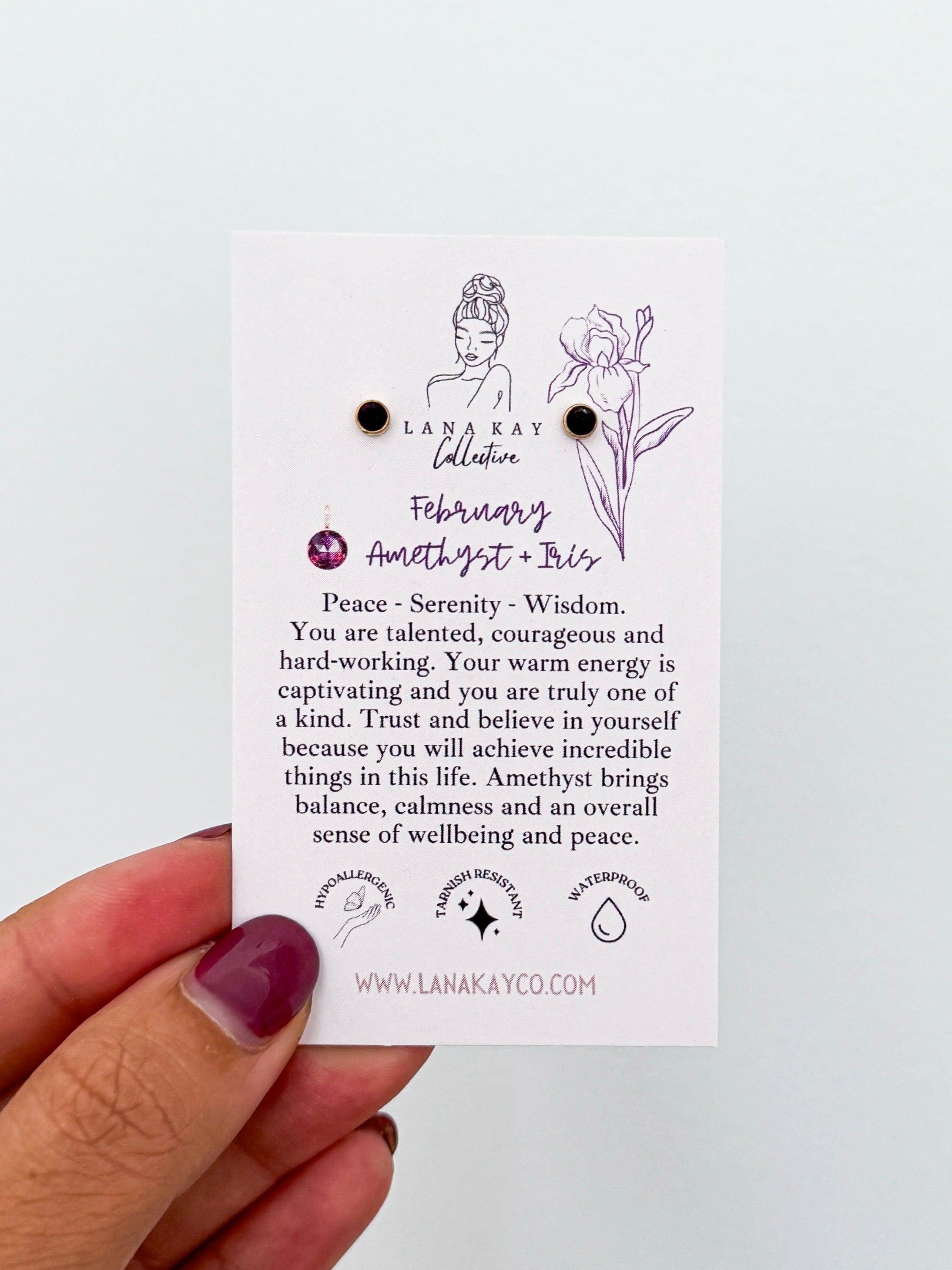 Birthstone Waterproof Earrings (Studs)