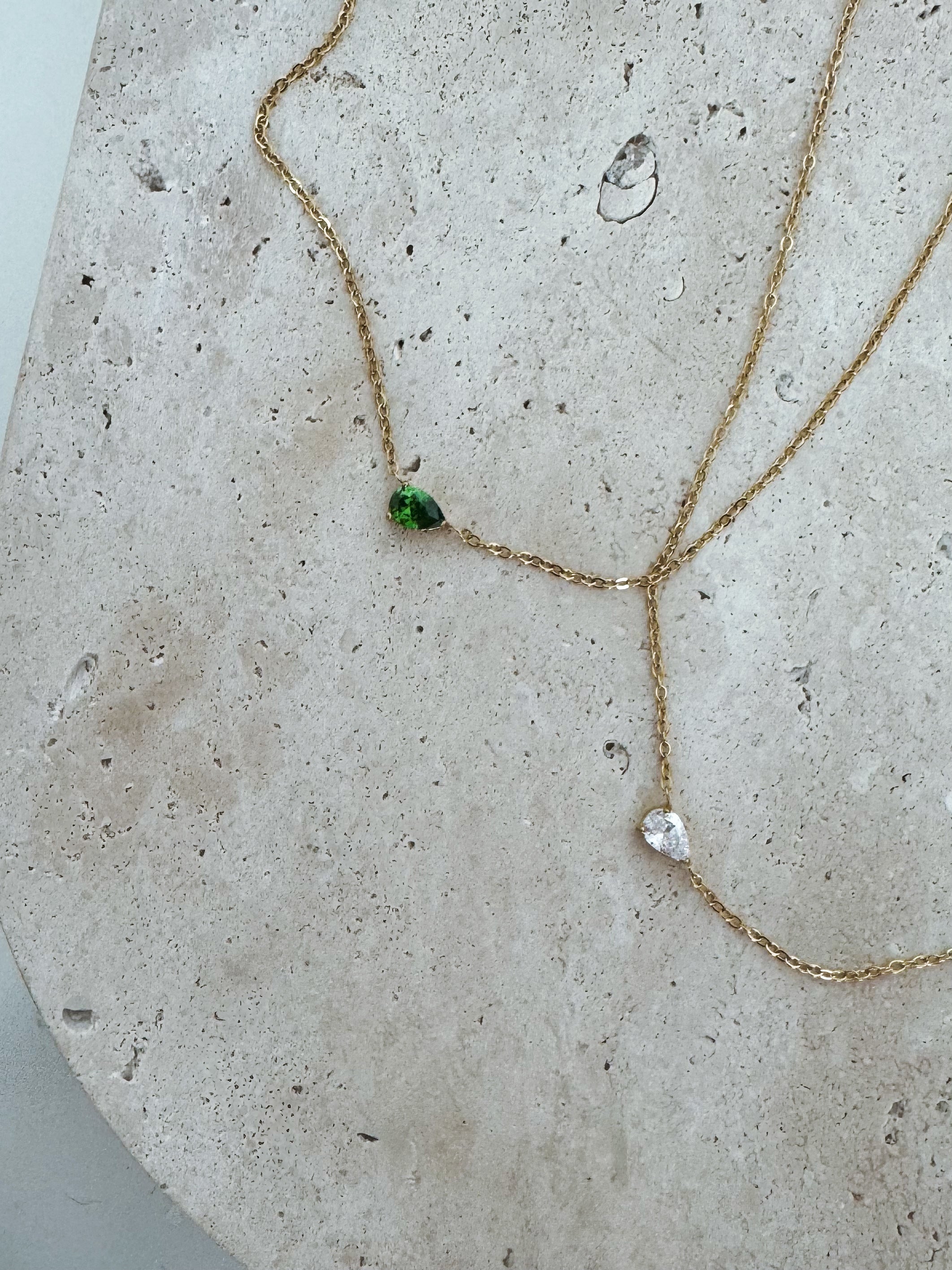 Lily - Waterproof Side Tear Drop Gemstone Necklace