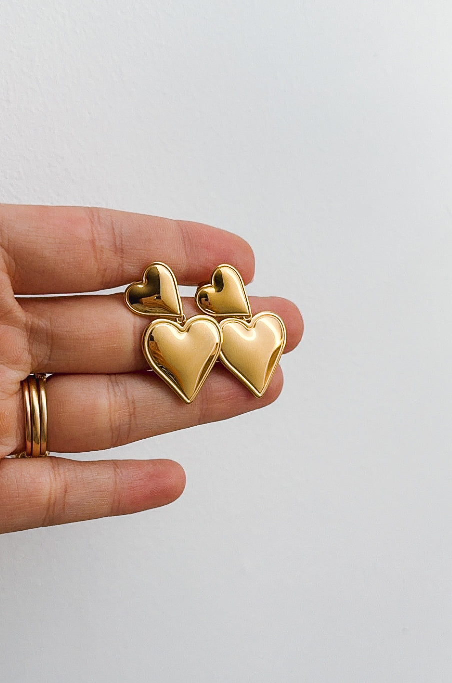 Marina - Waterproof Double Heart Statement Earrings