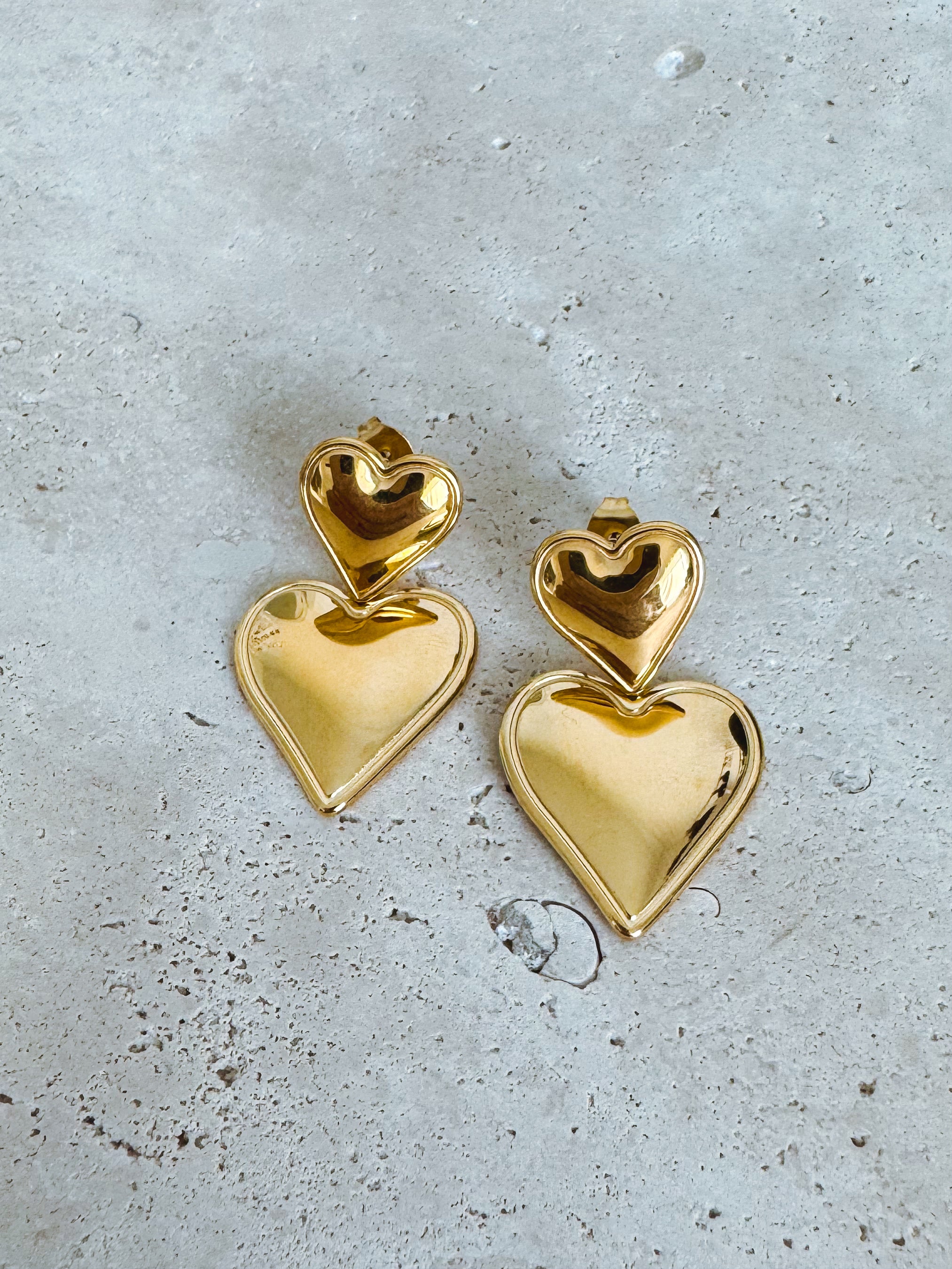 Marina - Waterproof Double Heart Statement Earrings