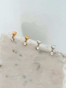 Elsa - Waterproof Heart and Crystal Studs