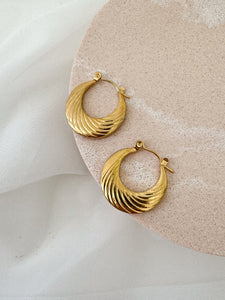 Lottie - Waterproof Wide Lined Statement Hoops