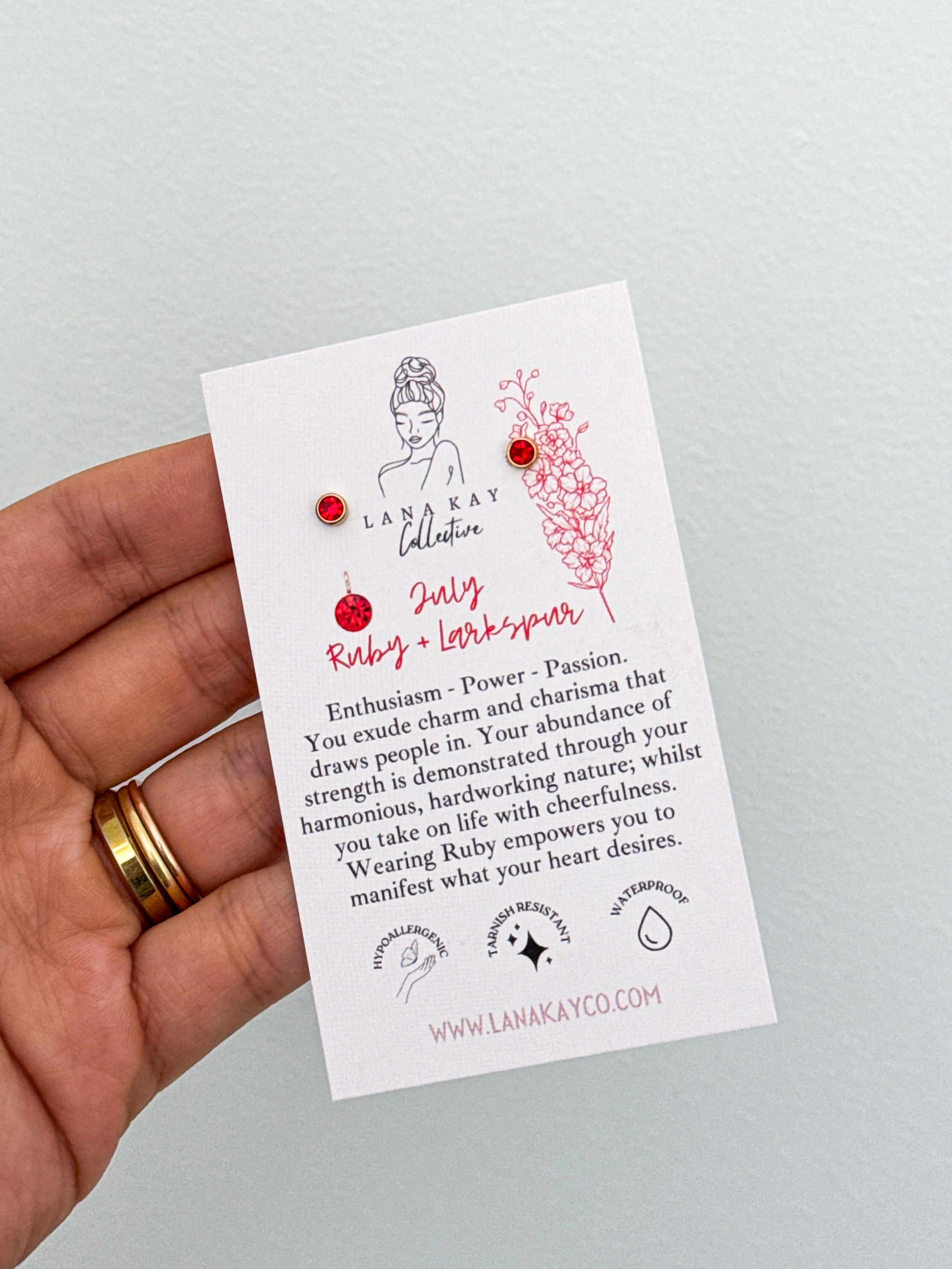 Birthstone Waterproof Earrings (Studs)