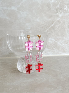 Triple Layered Christmas Present Earrings