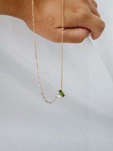 Tami - Waterproof Stone and Emerald Rectangle Necklace