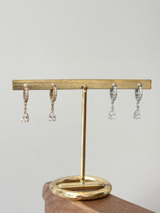Leah - Waterproof Crystal Gemstone Tear Drop Mini Hoops