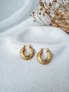 Mimi - Waterproof Hammered Print Statement Hoops